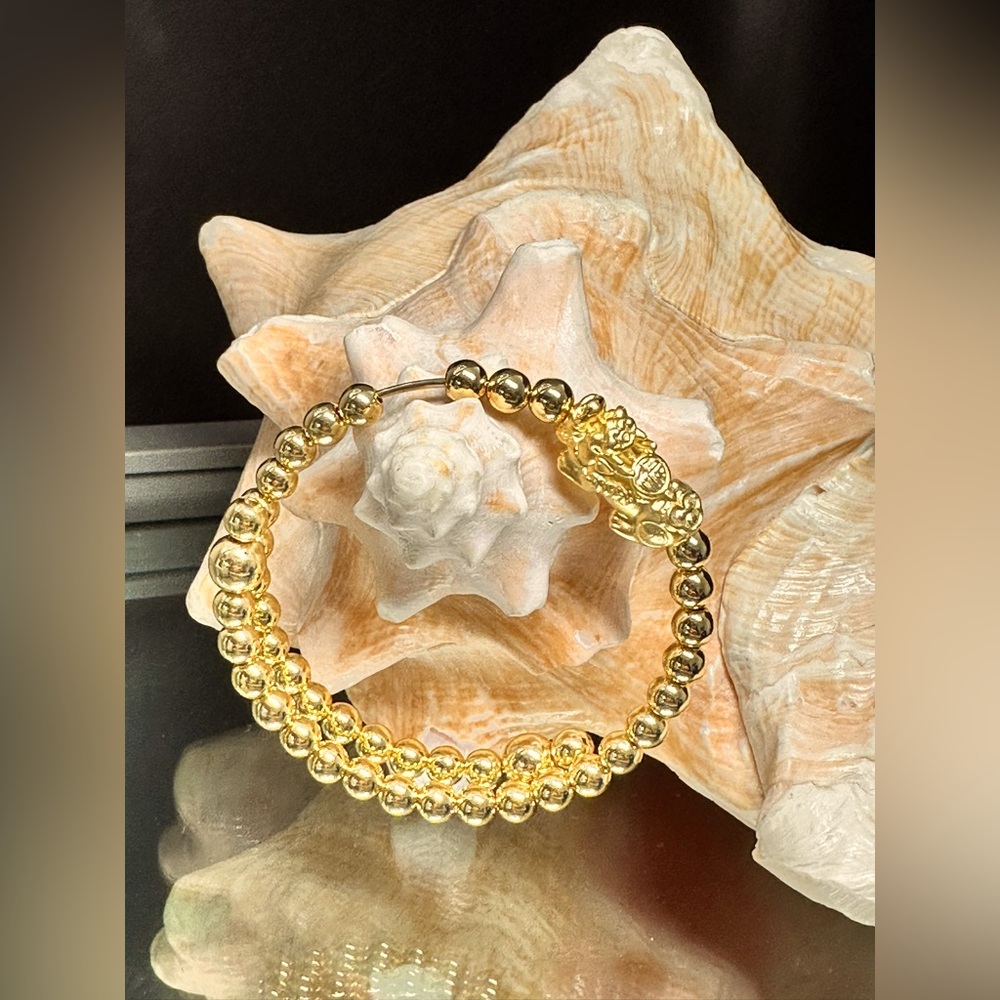 14K GOLD FILLED LUCKY CUFF BRACELET Size 7” up to 7.5”
